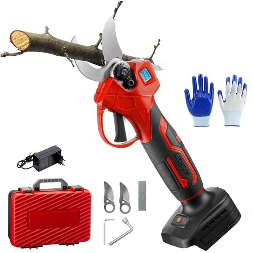 CHECARZHN--NO1-Sans Batterie, Secateur Electrique Sans Fil Pour Makita, Diamètre De Coupe De 15-30 Mm Coupe Branche, C aux Electrique, Outillage De Jardin, Les Arbres Fruitiers Et Le Vignoble (Rouge)