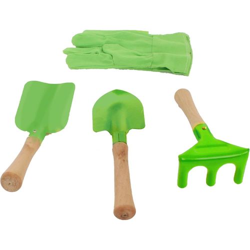 CHECARZHN--NO1-Set De 3 Outils De Jardinage Pour Enfant Et Gants - Outils De Jardinage - 170516 - Métal - Jardin - Nature - Plante - Fleurs - Jeu Pour Enfant - À Partir De 3 Ans