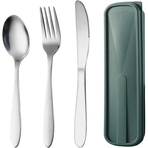 Checarzhn--No1-Ensemble De Couverts Acier Inoxydable, Ménagére Transportables, Facile À Nettoyer, Couverts En Inox, Couteau Croix Cuillère, Set De Couvert De Table 1 Personnes Pour Camping Voyage Randonnée