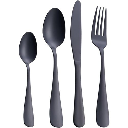 Checarzhn--No1-Service D'argenterie Noir Mat, 24 Pièces De Couverts En Acier Inoxydable Satiné, Service Pour 6, Lavable Au Lave-Vaisselle