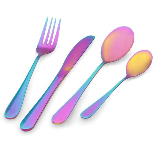Checarzhn--No1-Prima Collection, Dream Set De 24 Couverts, Acier Inoxydable, Couleur Rainbow, Avec Coffret Cadeau (6 Personnes)¿