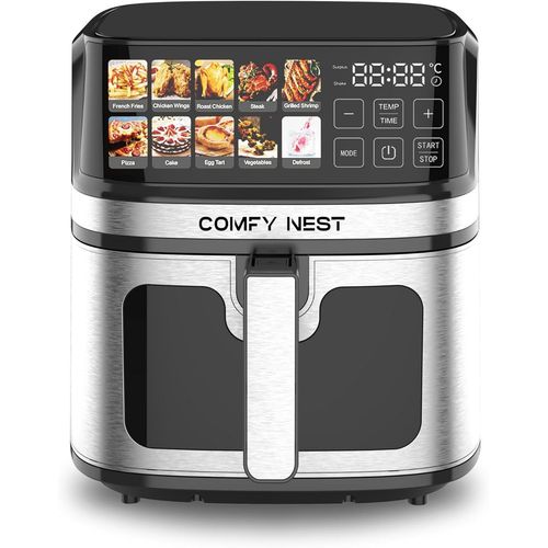 , Friteuse À Air Chaud 8L Avec Écran Digital 1700W, Technologie Rapid Air, 10 Programmes Prédéfinis, Contrôle De Température 80-200°C, Noir, Cuisine Saine Et Pratique, Air Fryer