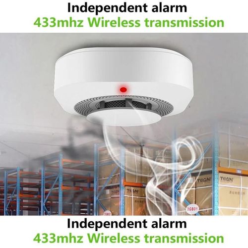 Protection incendie 433MHz détecteur de fumée sans fil couleur blanche capteur de fumée alarme très sensible feu pour système d'alarme domestique GSM-Blanc