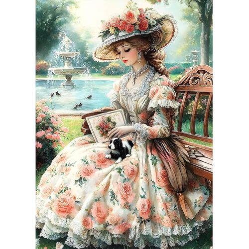 Ayuhr-Peinture Diamant Kits, Femme Lecture De L'après-Midi 5d Bricolage Diamond Painting Complet, Diamant Strass Point De Croix Cristal Painting Pour Murale Décoration 30x40cm