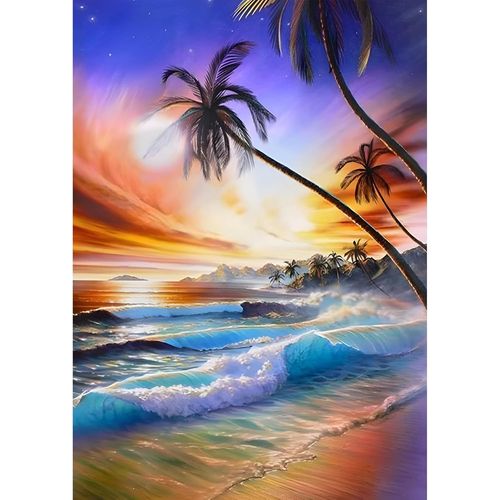 Ayuhr-Peinture Diamant Adulte Plage Au Coucher De Soleil, Kit Complet Diy, 30x40 Cm, Pour Tous Ages, Non Pliante