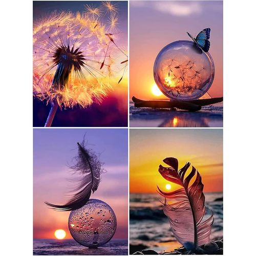 Ayuhr-4 Pack Peinture Au Diamant À La Main Diamond Painting Diy 5d Broderie Diamond Peinture Kits Tableau Perle Diamant Pour Adultes Et Enfants Artisanat Décor Murale À La Maison