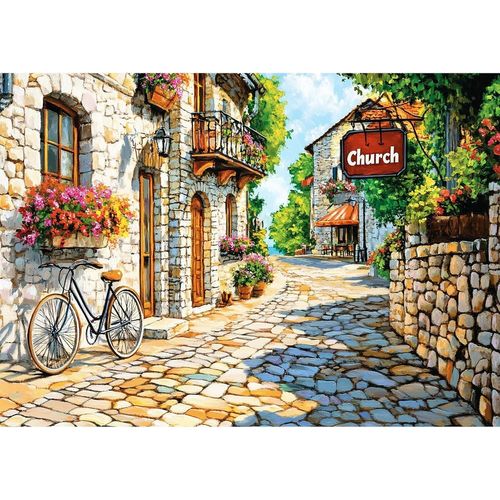 Ayuhr-Vintage Européen Village Diamond Painting Adulte,5d Belles Fleurs Peinture Diamant Kits,Diy Diamant Painting Kit Complet,Diamond Point De Croix Cristal Painting,Pour Maison Décor 30x40cm