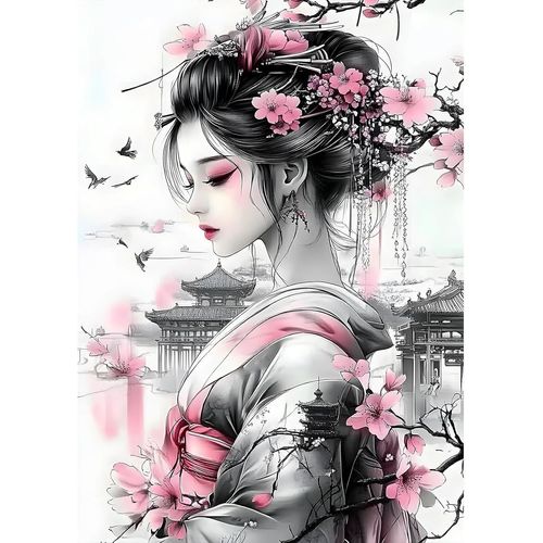 AYUHR-Belle Geisha Peinture Diamant Adulte, 5D Diamond Painting Complet, Diamant Strass Point de Croix Cristal Painting, Murale Décoration, 30x40 cm