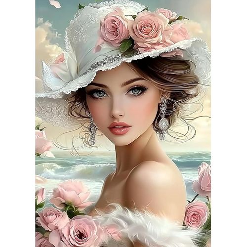 Ayuhr-Diamond Painting Kit Pour Adulte Débutant, Belle Femme 5d Diamant Painting Images Ronde Diamond Peinture Diamant Adulte, Cristal Débutant Art Set Pour Décoration Murale Maison 30x40cm