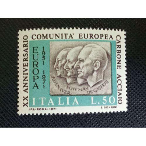 Timbre Italie Y T 1070 Adenauer, Schuman Et De Gasperi 1971 (060709 )
