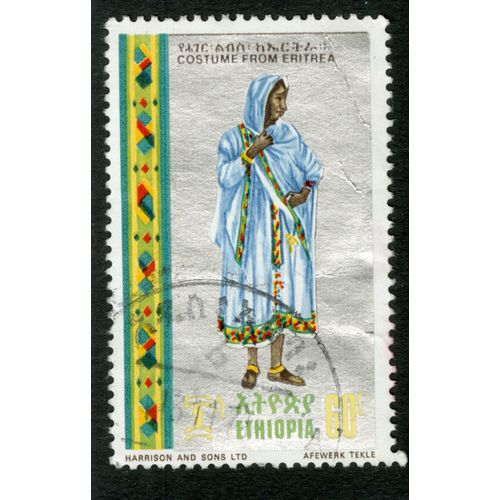 Timbre Oblitéré Ethiopia, Costume From Erirtrea, 60 C