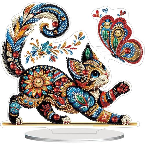 Ayuhr-Diamond Painting Décoration De Table, Diy Chat Diamond Painting Adultes 5d Diamant Peinture Debout Art Set Diamant Painting Table Décoration Gem Ornements Pour Décoration, Cadeau