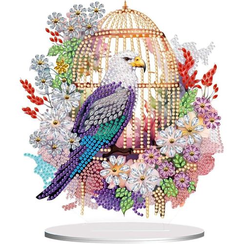 Ayuhr-Diy Diamond Painting Décoration De Table, Perroquet Diamond Painting Adultes 5d Diamant Peinture Debout Art Set Diamant Painting Table Décoration Gem Ornements Pour Décoration, Cadeau