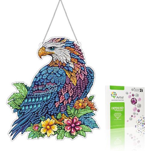 Ayuhr-5d Diy Diamant Painting Pendentif Aigle, Animal Peinture Diamant Hanging Kit, Pour Porte Et Fenêtre, Salon Chambre Autocollant Mural Décoration 20x20cm A1