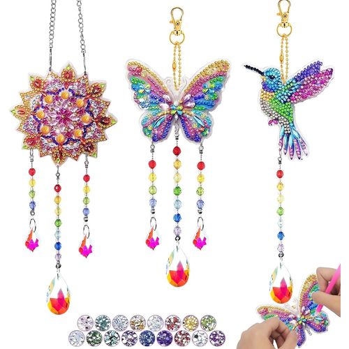 AYUHR-Carillon éolien Kit de bricolage pour enfants et filles, 6, 7, 8, 9, 10, 11 ans, idée de cadeau, peinture diamant, carillon éolien, pour enfants et adultes, pendentif en cristal à suspendre pou
