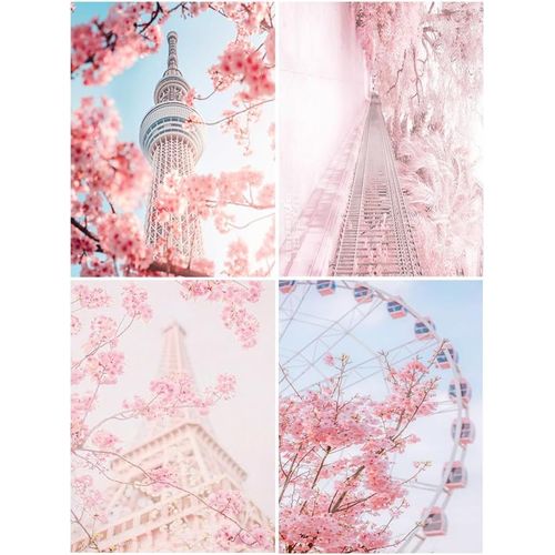 Ayuhr-30x40cm Diy Peinture Diamant 5d Complet Fleurs De Pêche, Diamond Painting Architecture Du Monde,Kit De Peinture Diamantée Adultes, Artisanat En Cristal Déco Murale D'intérieur Avec Outils