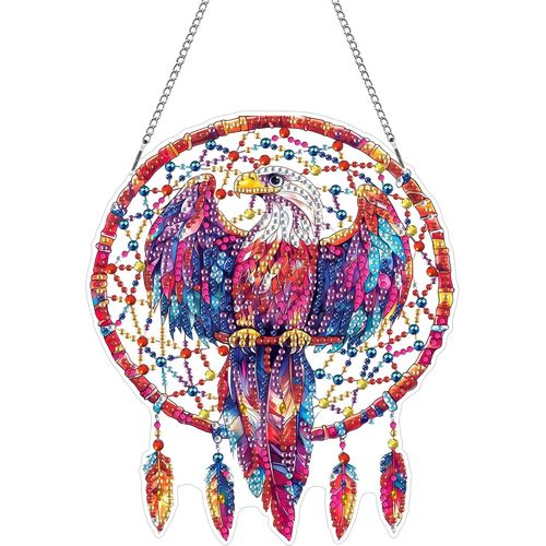 Ayuhr-Diy Aigle Diamond Painting Pendentif, Animal Pendant Broderie Diamant Kit Avec Chaîne, Pour Jardin Maison Porte Et Fenêtre Décoration Cadeaux 20x20 Cm(Aigle)