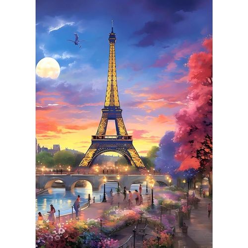 Ayuhr-Diamond Painting Kit Adulte Débutant,Diamant Painting Images Ronde Diamond Peinture Diamant Adulte,Tour Eiffel 5d Diy Cristal Débutant Art Set Pour Décoration Murale Maison 30x40cm