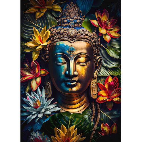 Ayuhr-Diamond Painting 5d, Statue Bouddha Fleur Peinture Diamant Adulte Complet Bouddha Diamant Kit Enfants, Diy Diamant Strass Point De Croix Cristal Painting Murale Décoration Bronze 30x40cm