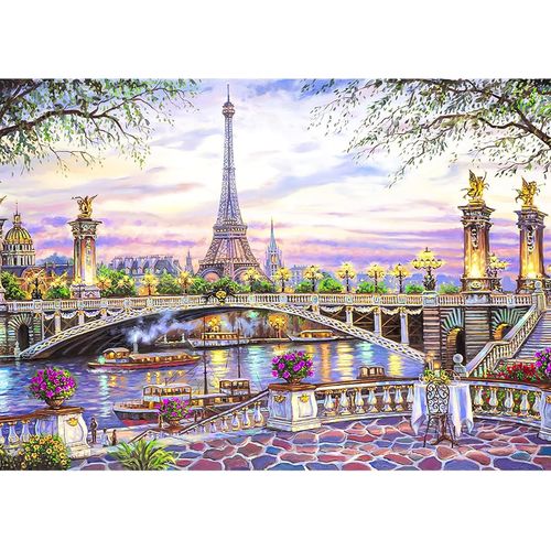 Ayuhr-Pont Des Fleurs Paris Tour Eiffel Diamond Painting Kit Complet, Ronde Diamond Art Set, 5d Diy Diamant Painting Adultes, Cristal Débutant Art Set Pour Décoration Murale Maison 40x30cm