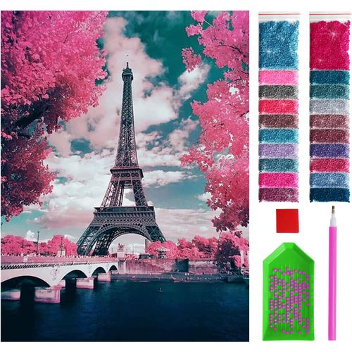 Ayuhr-Diamond Painting Kit Complet - Vue De Paris Avec La Tour Eiffel - 30x40 Cm \U2013 5d Broderie Diamant, Peinture Diamant Adulte