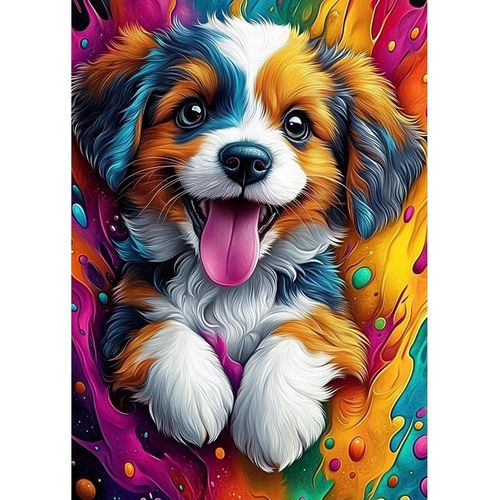 Ayuhr-Chien Coloré Diamond Painting 5d Complet, Peinture Diamant Adulte, Diamant Kits Magnifique Chiot Détaillé, Diamant Strass Point De Croix Cristal Painting Pour Murale Décoration 30x40cm