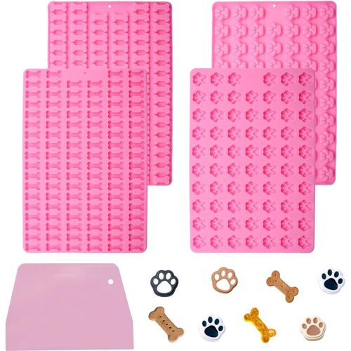 AYUHR-2 Pièces Chat Griffes Mini Petit Tapis de Cuisson en Silicone pour Chien avec Racloir Moule Silicone Chien Forme D'os Moule à Biscuits pour Chien pour Bonbons, Gelée, Friandises pour Chiens (20