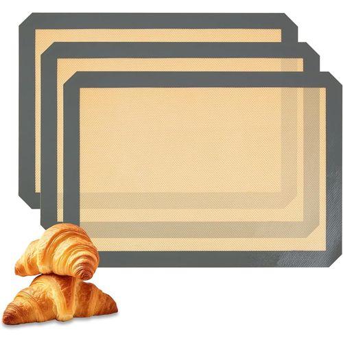 AYUHR-Lot de 3 tapis de cuisson en silicone, 42 x 29,5 cm, sans BPA, anti-adhésifs, résistants à la chaleur, réutilisables, pour four à micro-ondes, plaque de cuisson