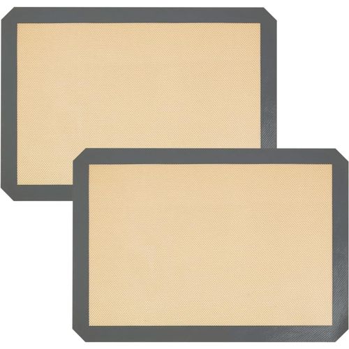 AYUHR-Lot de 2 tapis de cuisson en silicone, anti-adhésifs, réutilisables, sans BPA, lavables, résistants à la chaleur, pour four à micro-ondes, macarons, biscuits, pâtisserie, pain (S: 30x21cm)