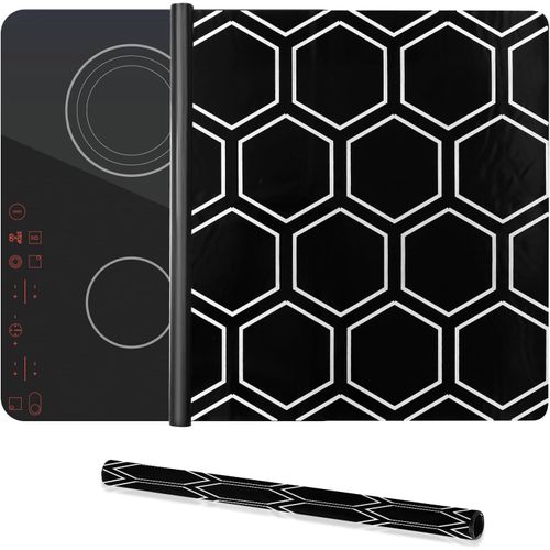 AYUHR-61 x 53 cm - Grand tapis de protection en silicone pour plaque à induction - Tapis de protection multifonction antidérapant - Noir - Pour cuisinière à induction