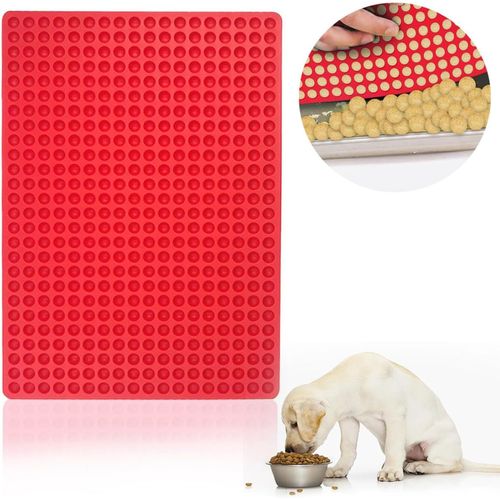 AYUHR-Tapis Silicone Patisserie, 468 Cavités Moule en Silicone Rond, Rouge Tapis de Cuisson en Silicone, Demi Sphère de Tapis en Silicone Convient au Four à Micro Ondes au Four et au Réfrigérateur