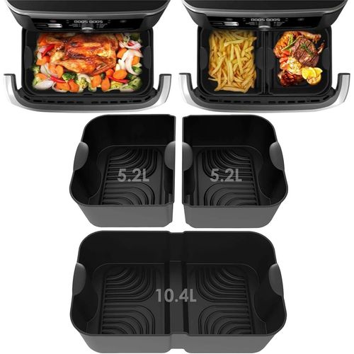AYUHR-3Pcs Plus Grand Moule Silicone Air Fryer pour Ninja AF500EU COSORI, Accessoire Air Fryer Ninja Foodi Flex 10,4L AF500EU/ COSORI Air Fryer 10L Plat pour Ninja Max AF500EU Accessoire 10.4 L
