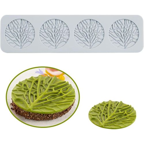 AYUHR-Moule de dentelle de gâteau, moule de dentelle de silicone, moule d'impression de processus de sucre, décoration de cuisson moléculaire de gâteau comestible, 4 trous texture de feuille