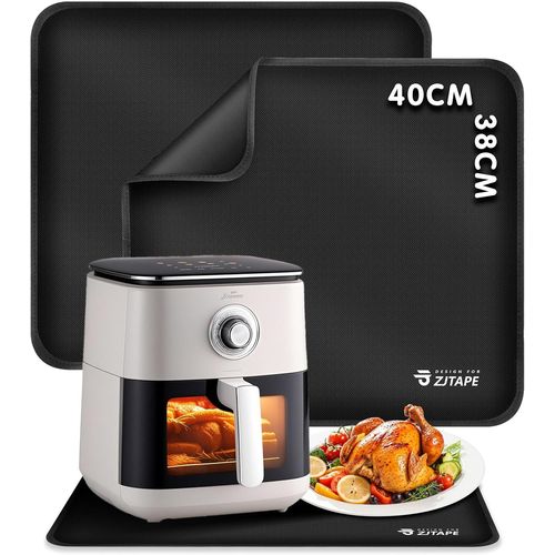 AYUHR-2 Pièces Tapis résistant à la chaleur pour friteuse à air, 40x38cm Tapis de protection thermique, Protection du plan de travail, Tapis en silicone pour Micro-ondes, Machine à café