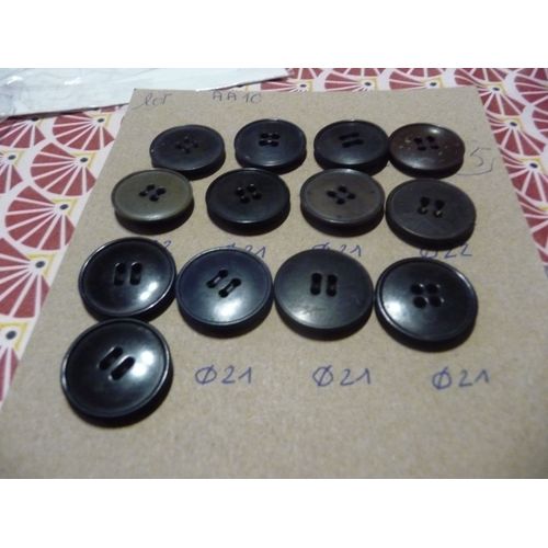 Lot Aa10 13 Boutons Noirs Diam 21