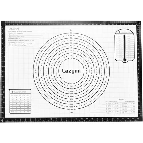 AYUHR-Antidérapant Tapis de Cuisson en Silicone, Anti-Adhérent Feuille de Cuisson Patisserie avec Mesures 71 x 51 cm, Tapis de Four pour Pizza/Biscuit/Pâte, Set de table en Silicone, (Noir)