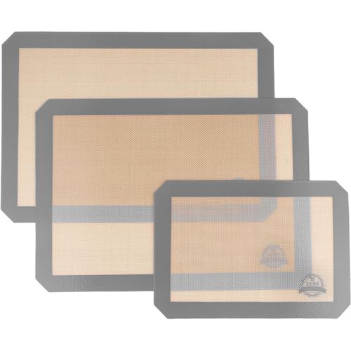 AYUHR-Tapis Cuisson AntiadhéSif, Ensemble de 3 pièces Tapis résistants à la chaleur et réutilisables en Silicone,Résistants à la Chaleur,Pour Les Macarons/Biscuit,Supporte le Four et le Micro-Onde(Gr