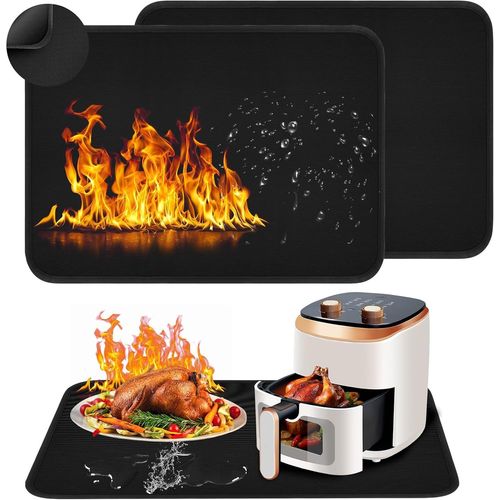 AYUHR-Tapis Résistant À La Chaleur 60 X 80 cm, 2 Pièces Tapis De Protection Contre La Chaleur, Tapis En Silicone Ignifuge, Tapis Ignifuge En Silicone, Tapis Réfractaire Pour Friteuse À Air, Micro-Ond