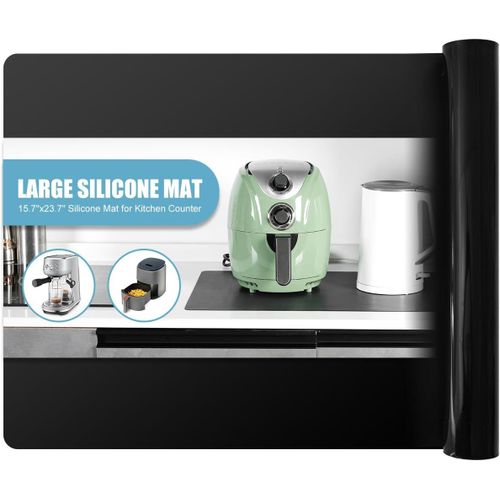 AYUHR-Tapis de table en silicone, antidérapant, résistant à la chaleur, anti-adhésif, réutilisable, adapté à un usage alimentaire, passe au lave-vaisselle (noir, 61 x 91 cm)