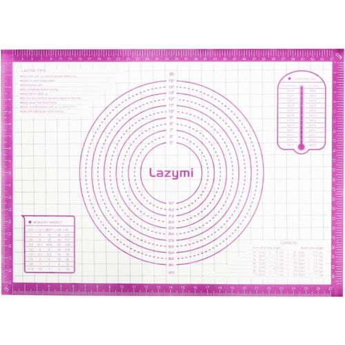 AYUHR-Antidérapant Tapis de Cuisson en Silicone, Anti-Adhérent Feuille de Cuisson Patisserie avec Mesures 71 x 51 cm, Tapis de Four pour Pizza/Biscuit/Pâte, Set de table en Silicone, (Pourpre)