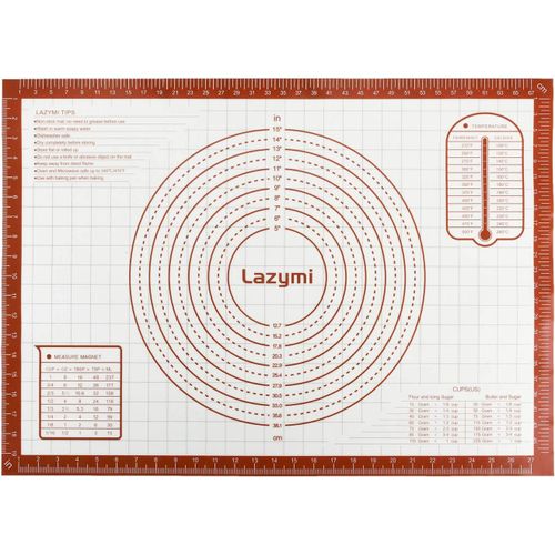 AYUHR-Antidérapant Tapis de Cuisson en Silicone, Anti-Adhérent Feuille de Cuisson Patisserie avec Mesures 71 x 51 cm, Tapis de Four pour Pizza/Biscuit/Pâte, Set de table en Silicone (Rouge, 71×51cm)