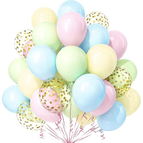 AYUHR-Ballons Rose Bleu Violet, 30 Pièces Rose Rouge Jaune Teal Bleu Rose Violet Confettis Ballon Hélium Fille Femmes Enfant Anniversaire Mariage Valentin Proposition Mascarade Thème Sirène Déco