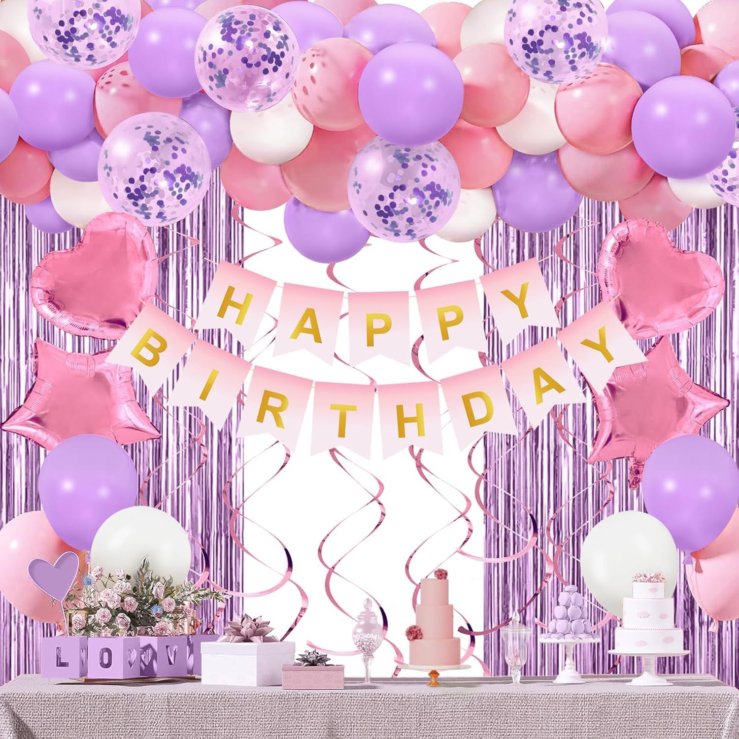 AYUHR-Ballons Rose Orange, 60 Pièces 12 Pouces Métallique Chrome Doré Confettis Rose Vif Latex Ballon avec Ruban pour Filles Enfant Fête Anniversaire Baby Shower Mariage Baptême Hawaïen Décoration