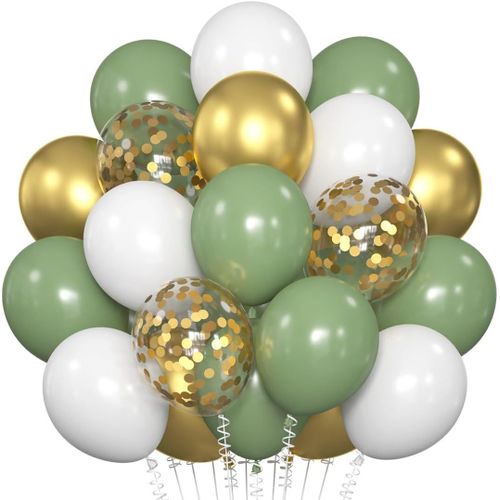 AYUHR-60 Pièces Ballon Dorés Anniversaire, Or Confettis Ballons Helium, Ballon de Baudruche Dores Blanc, Métallique Ballons pour Mariage, Anniversaire, Baby Shower, Diplôme, Cérémonie Décorations de