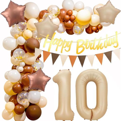 AYUHR-60 Pièces Ballons Marron Beige Or Confettis pour Anniversaire, Helium Abricot Blanc Café Métallique Dorés pour Mariage Baby Shower Diplôme Cérémonie Décorations de Fête