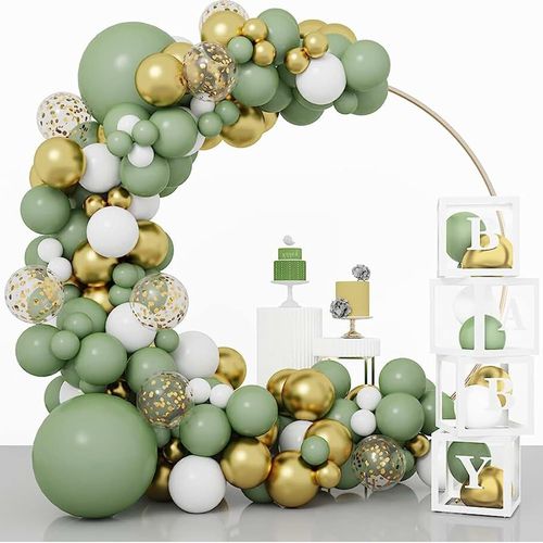 AYUHR-125 Pièces Arche Ballon Kit Noir et Or Confettis Ballons Latex, Or Noir Blanc Ballons Anniversaire pour Mariage, Retraite, Baby Shower, Halloween, Decoration Anniversaire de Feste