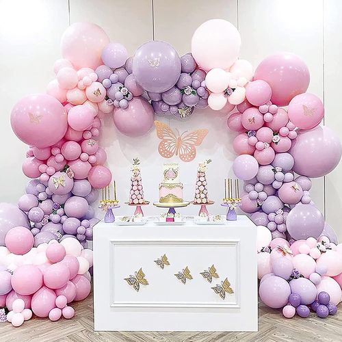 AYUHR-119 Pièces Arche Ballon Kit Violet et Rose Confettis Ballons Latex, Violet Rose Or Ballons Anniversaire pour Mariage, Retraite, Baby Shower, Decoration Anniversaire de Feste