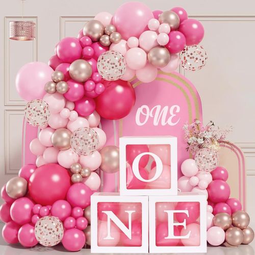 AYUHR-118 Pièce Decoration Anniversaire 1 An Garcon Fille,3 Boite a Ballon et 112 Kit Arche Ballon Vert Sauge,Ballon Anniversaire 1 An,Cube 1 An pour Decoration Anniversaire Jungle Deco Anniversaire
