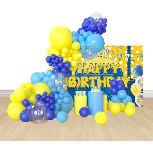 Ayuhr-Kit D'arche De Ballons Bleu Roi Et Orange, Guirlande De Ballons Orange Bleu Et Blanc Avec Ballons Dorés Métallisés En Forme D'étoile Pour Anniversaire, Remise De Diplôme, Fête Prénatale, Baseba