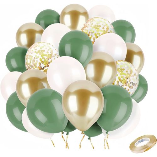 AYUHR-¿ - Ballons Anniversaire Rose Gold, Or, Blanc - 60 Pièces 30cm Baudruche Hélium Confetti Latex pour Filles Femmes Mariage Décoration